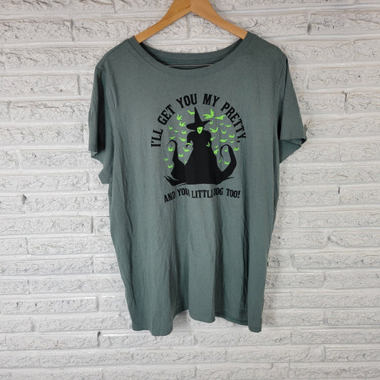 Wizard of Oz Womens Top 1X 2X Plus Tee Green Wicked Witch of West Elphaba