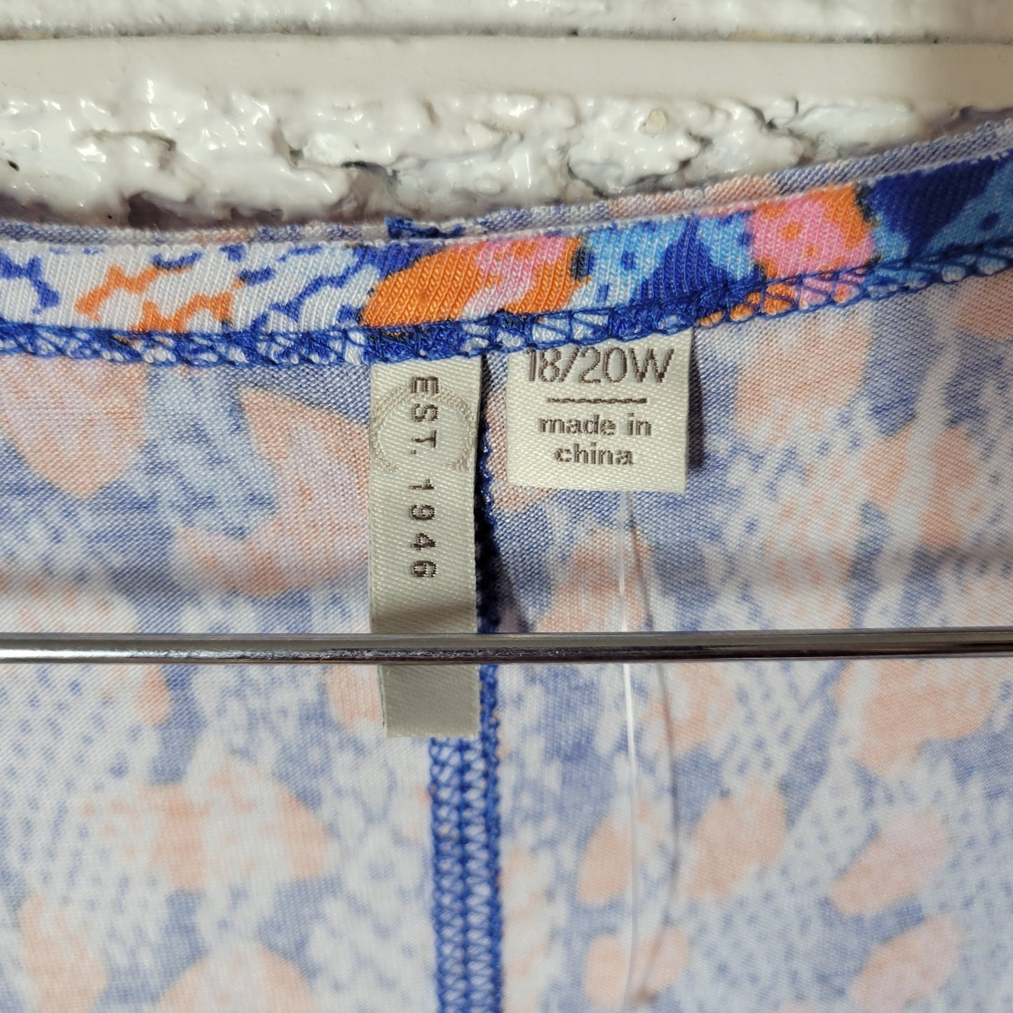 Cato Est 1946 Womens 18W 20W Orange Blue Geometric Crochet Trim Tank Top Stretch