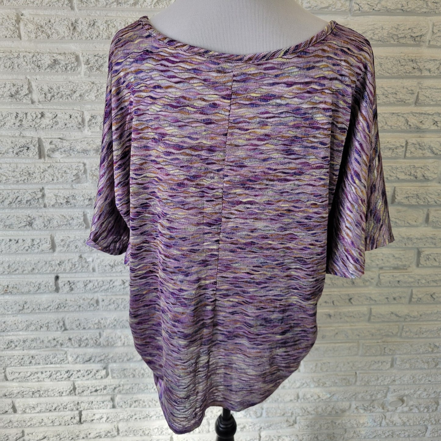 Cato Womens Top 22W 24W Plus Flutter Sleeve Knit Triple Keyhole Purple Heather