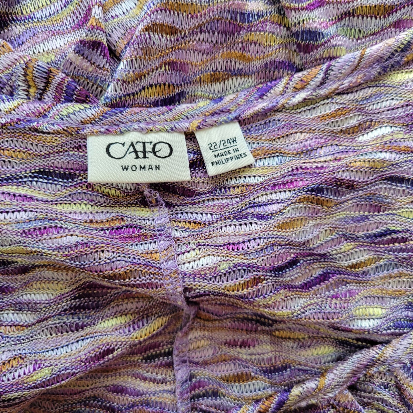 Cato Womens Top 22W 24W Plus Flutter Sleeve Knit Triple Keyhole Purple Heather