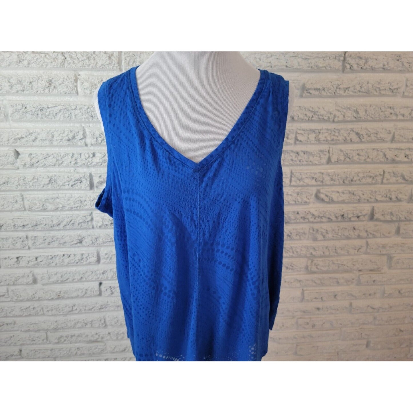 Avenue Womens Top 22 24 Plus Tank Mesh Circles Blue Basic Comfy Travel Stretch