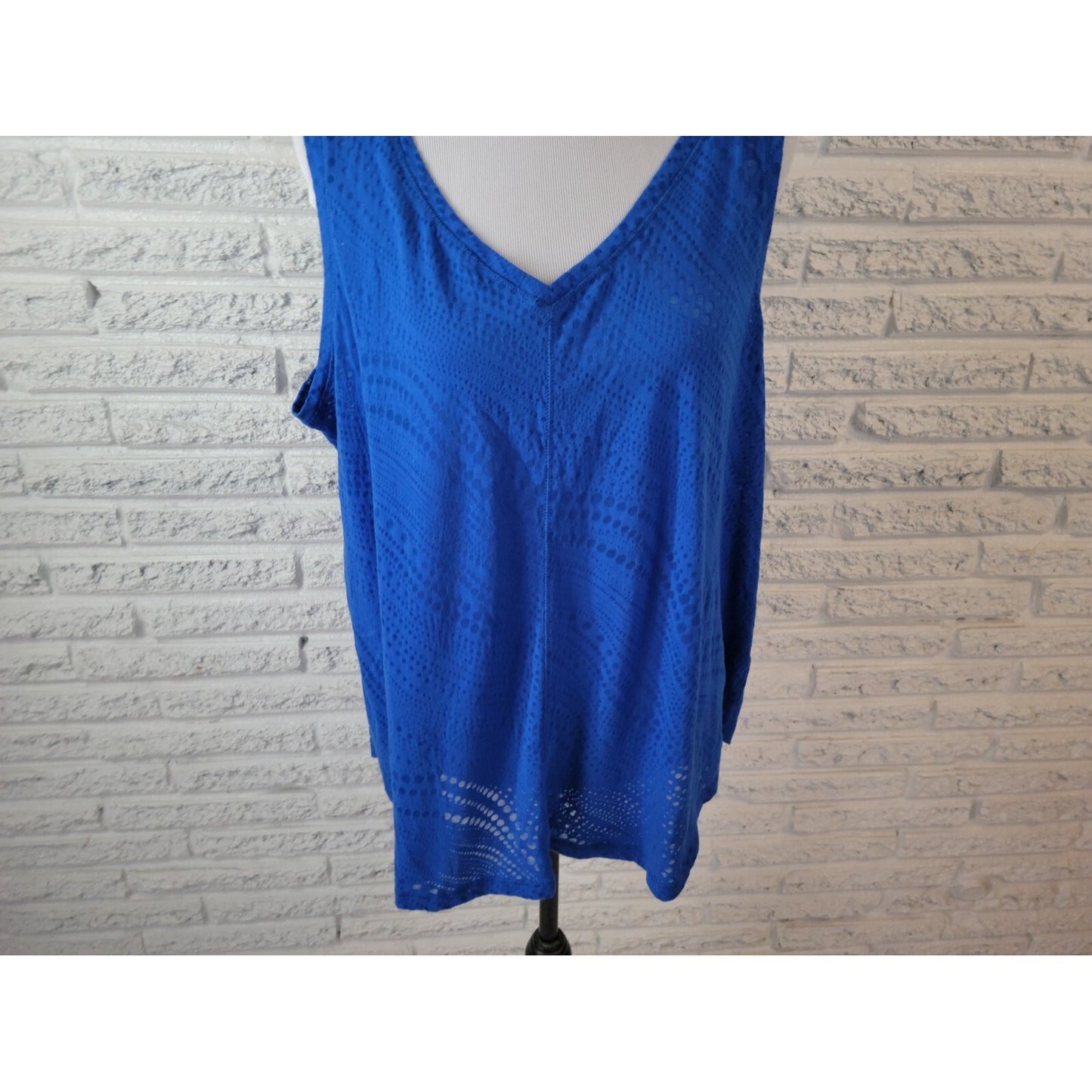 Avenue Womens Top 22 24 Plus Tank Mesh Circles Blue Basic Comfy Travel Stretch