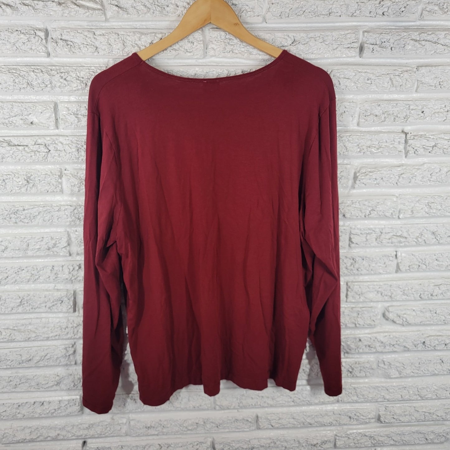 Anne Klein Womens Top 3X Plus Long Sleeve Rust Red Cotton Blend Casual Comfy