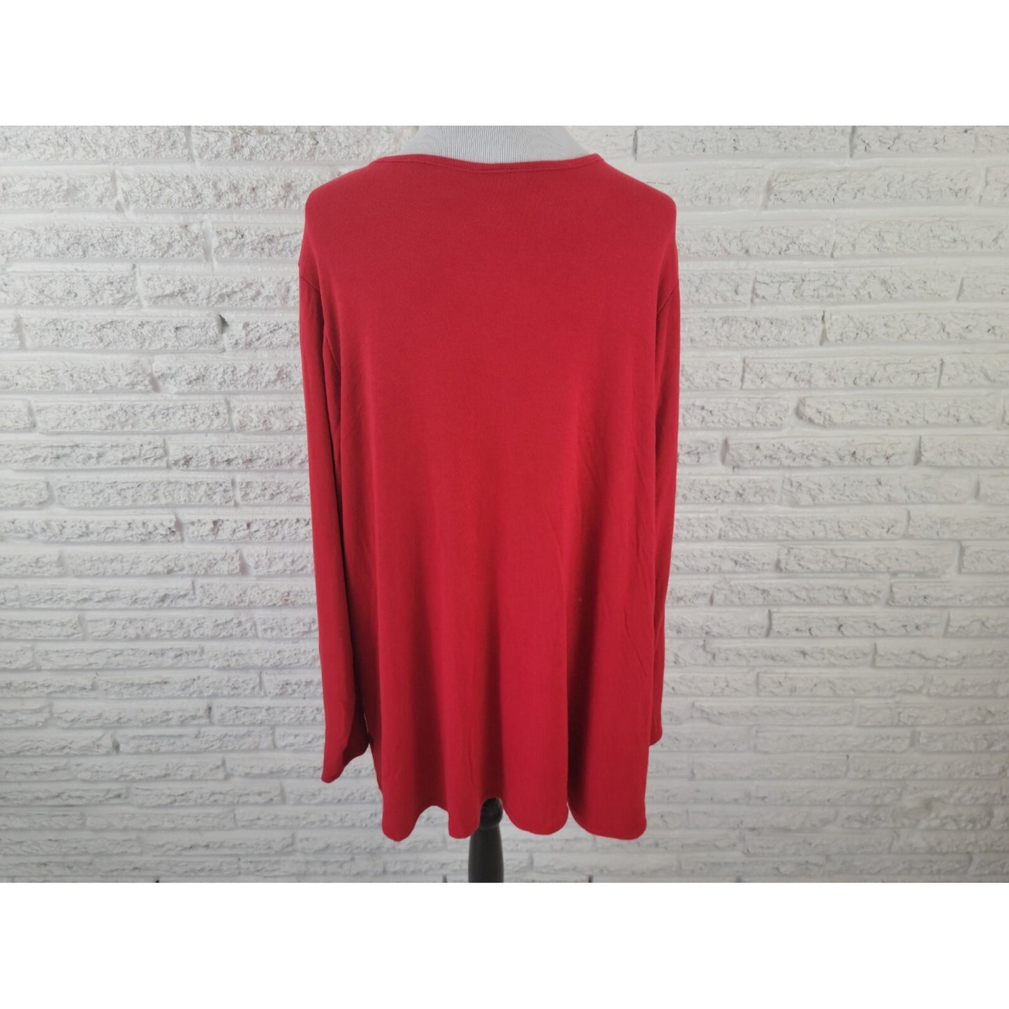 Avenue Womens Top 26 28 Plus Long Sleeve Criss Cross Neck Knit Red Office Casual