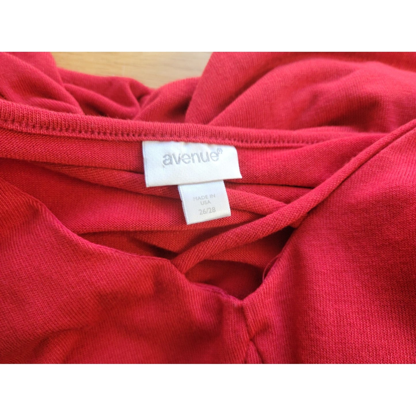 Avenue Womens Top 26 28 Plus Long Sleeve Criss Cross Neck Knit Red Office Casual