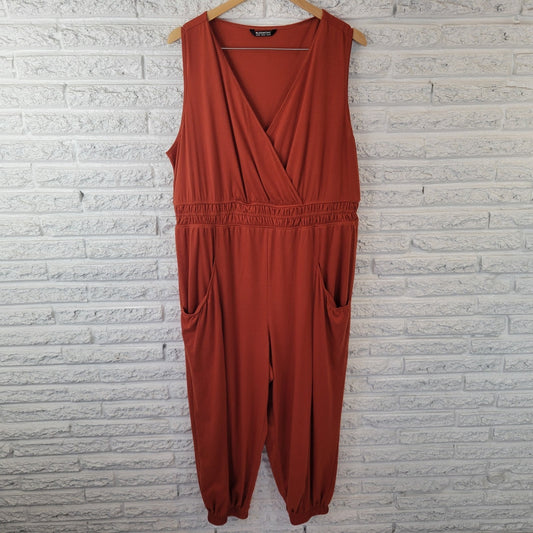 Bloomchic Womens Jumpsuit 18 20 Plus Capri Sleeveless Burnt Orange Harem Pockets