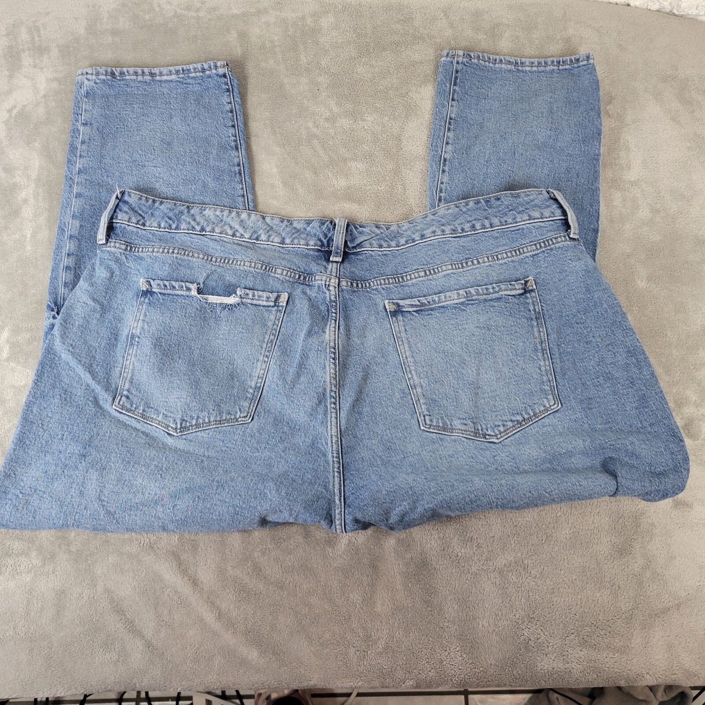 Ana Womens Jeans 24W Plus Boyfriend Straight Leg Distressed Blue Denim Zip Fly