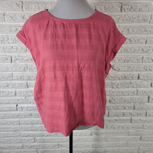 Liz Claiborne Womens Top XXL Plus Sleeveless Pink Linen Rayon Casual Lightweight
