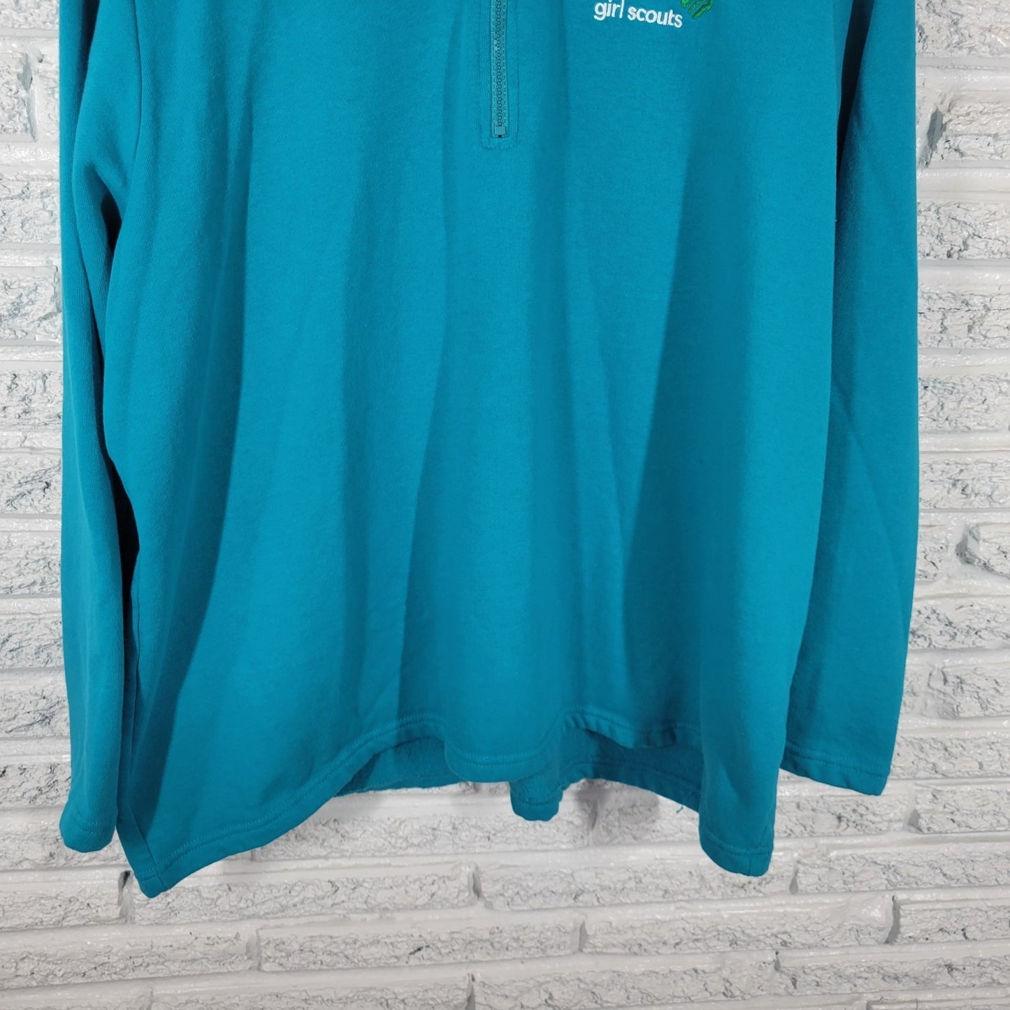 Girl Scouts Leader Womens Sweatshirt 4X Plus Quarter Zip Blue Green Embroidered