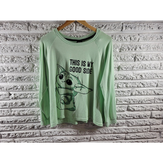 Star Wars Women Pajamas 2X Top Grogu Mandalorian Soft Green This is My Good Side