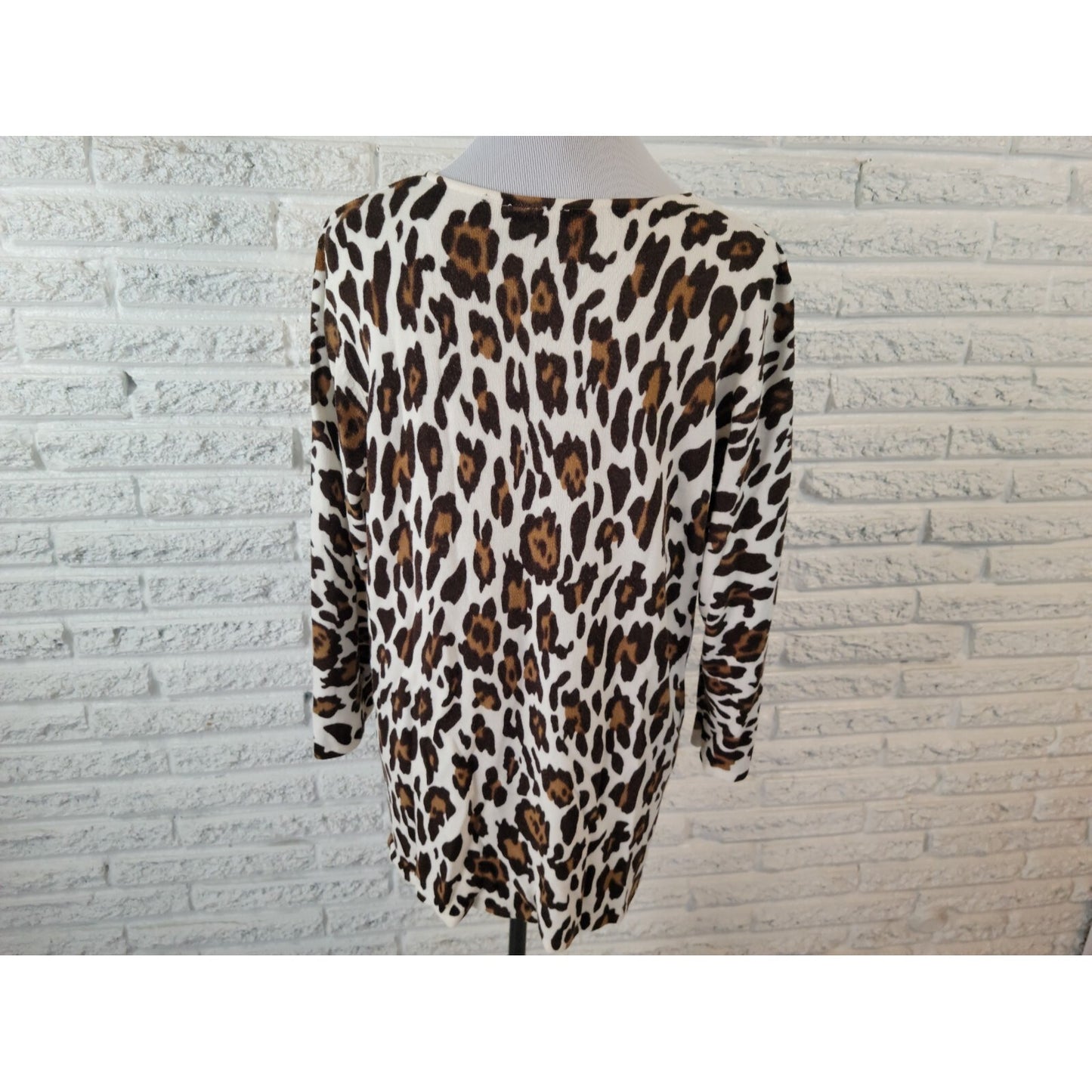 Cato Womens Sweater 18W 20W Plus Pullover 3/4 Sleeve Acrylic Brown Animal Print