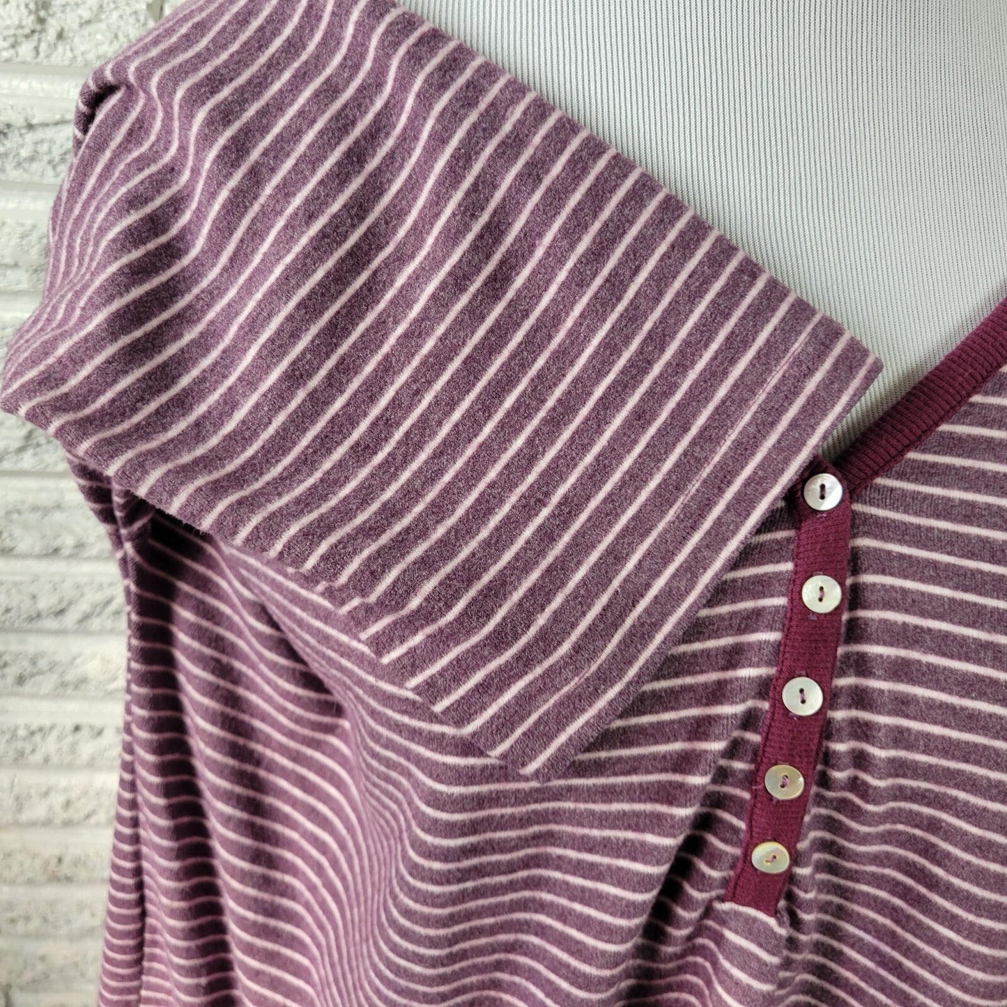 Suzanne Betro Weekend Womens Top 1X Plus 3/4 Sleeve Poly Blend Purple Stripe