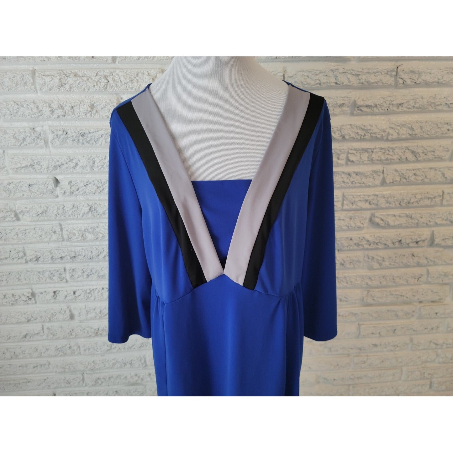 Lane Bryant Womens Top 18 20 Plus 3/4 Sleeve Blue Poly Blend Square Neckline