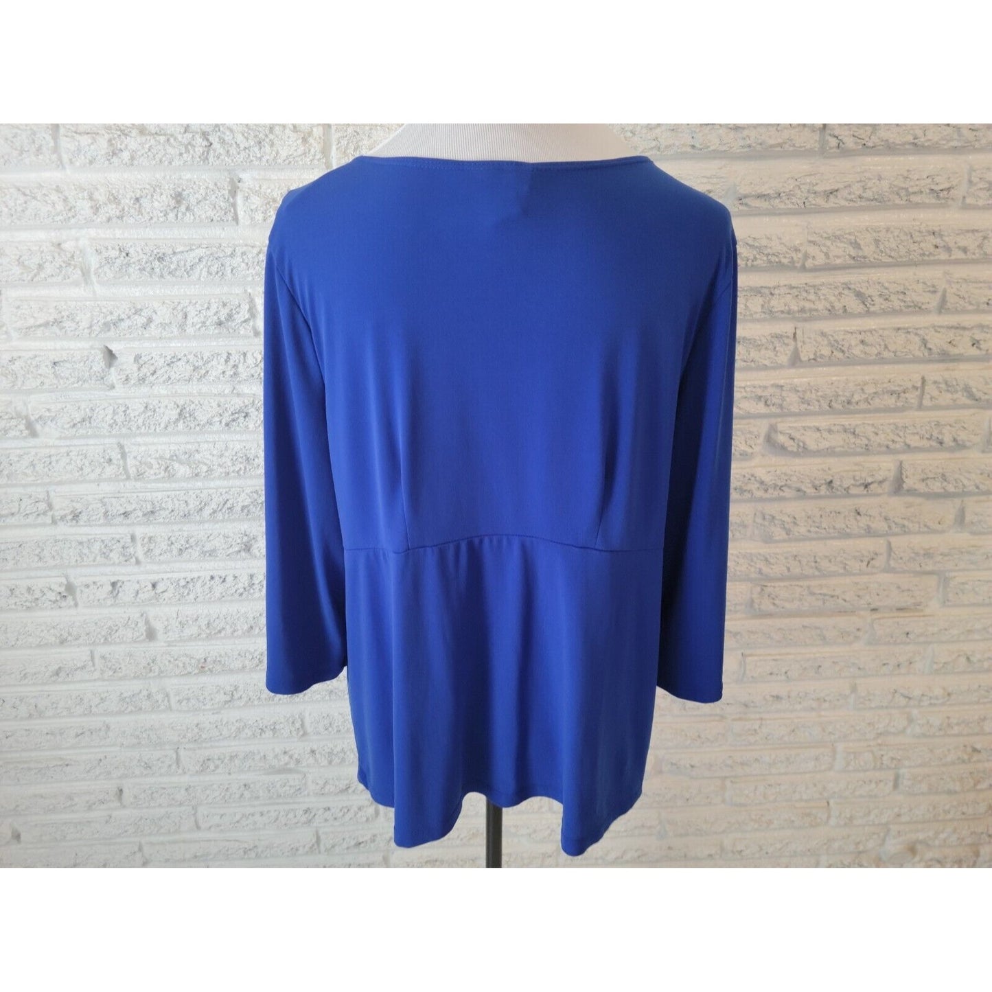 Lane Bryant Womens Top 18 20 Plus 3/4 Sleeve Blue Poly Blend Square Neckline