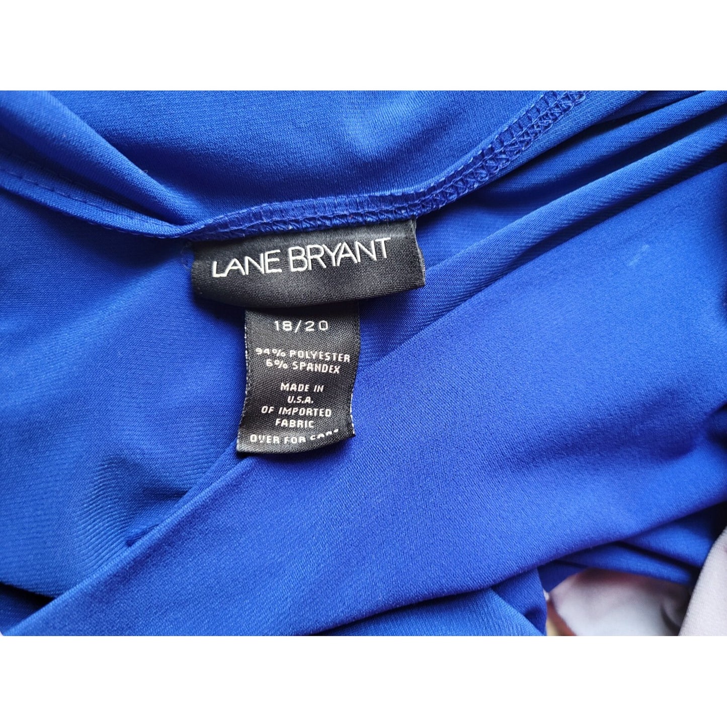 Lane Bryant Womens Top 18 20 Plus 3/4 Sleeve Blue Poly Blend Square Neckline