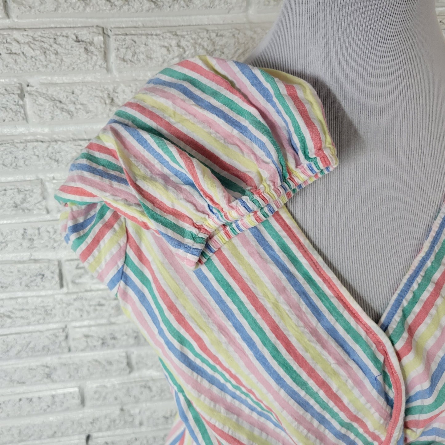 St Johns Bay Womens Top 0X Plus Baby Doll 3/4 Sleeve Pastels Lightweight Sash