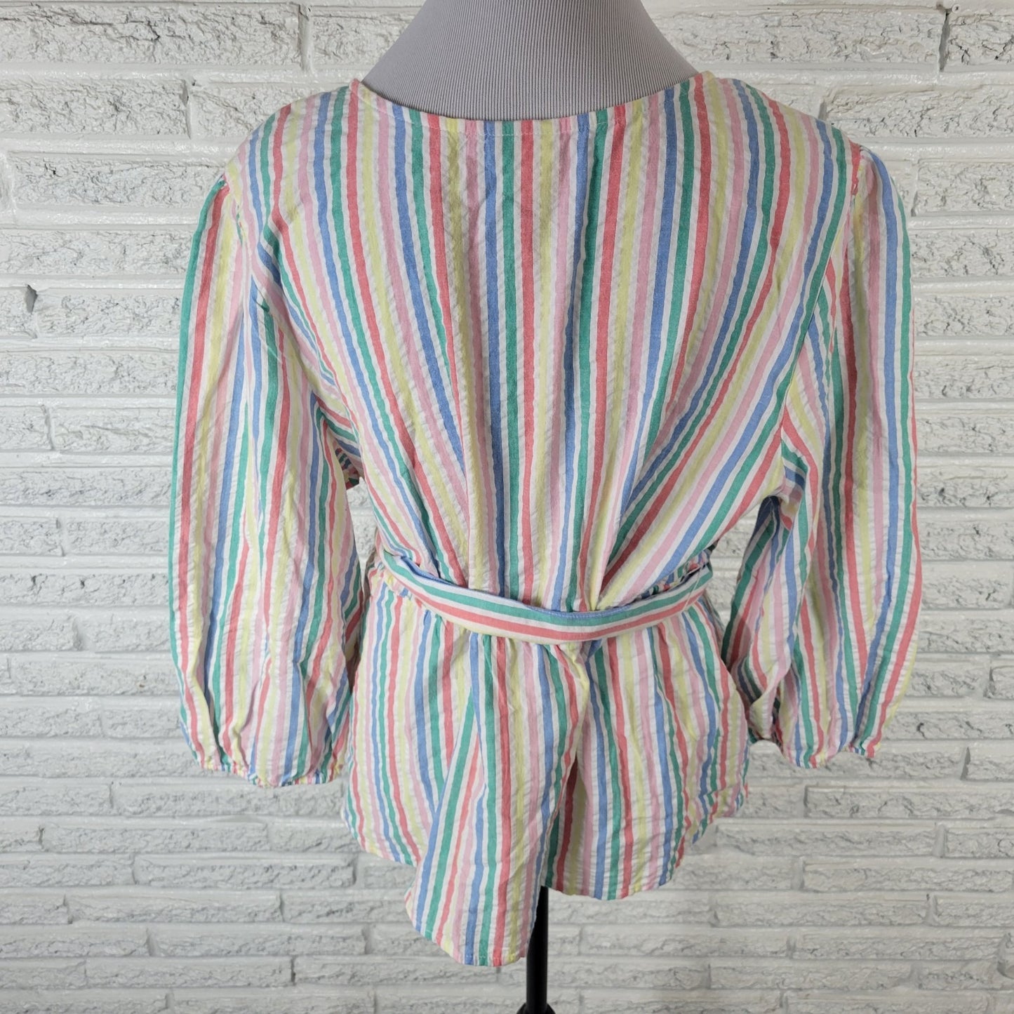 St Johns Bay Womens Top 0X Plus Baby Doll 3/4 Sleeve Pastels Lightweight Sash