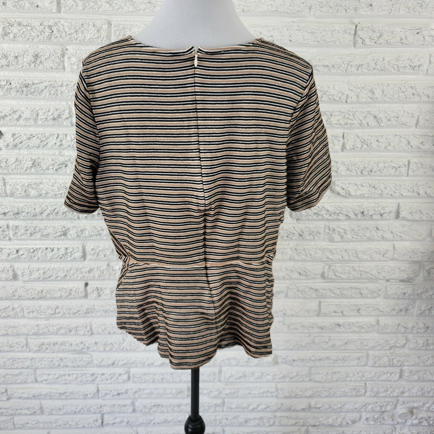 Talbots Womens Top 2XP Plus Pullover Tee Knit Black Raised Stripe Career Casual