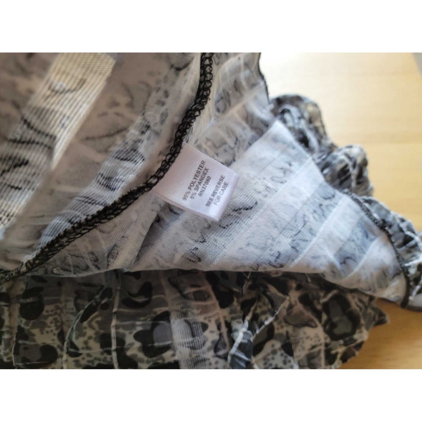 Cato Womens Top Extra Large XL Tank Gray Animal Print Pintuck Ruffle Poly Blend