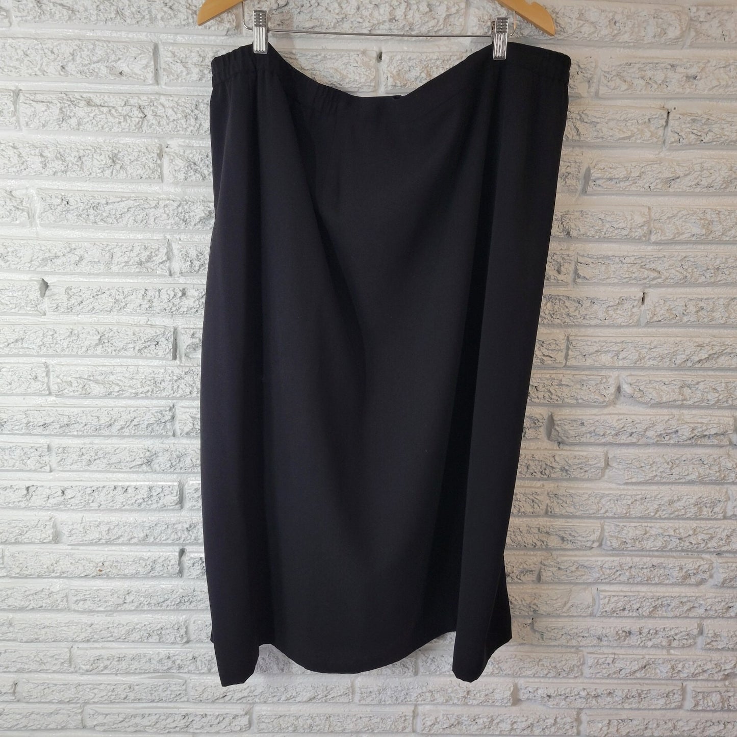 Justin Taylor Womens Skirt 28W Plus Pencil Black Polyester Lined Office Zip