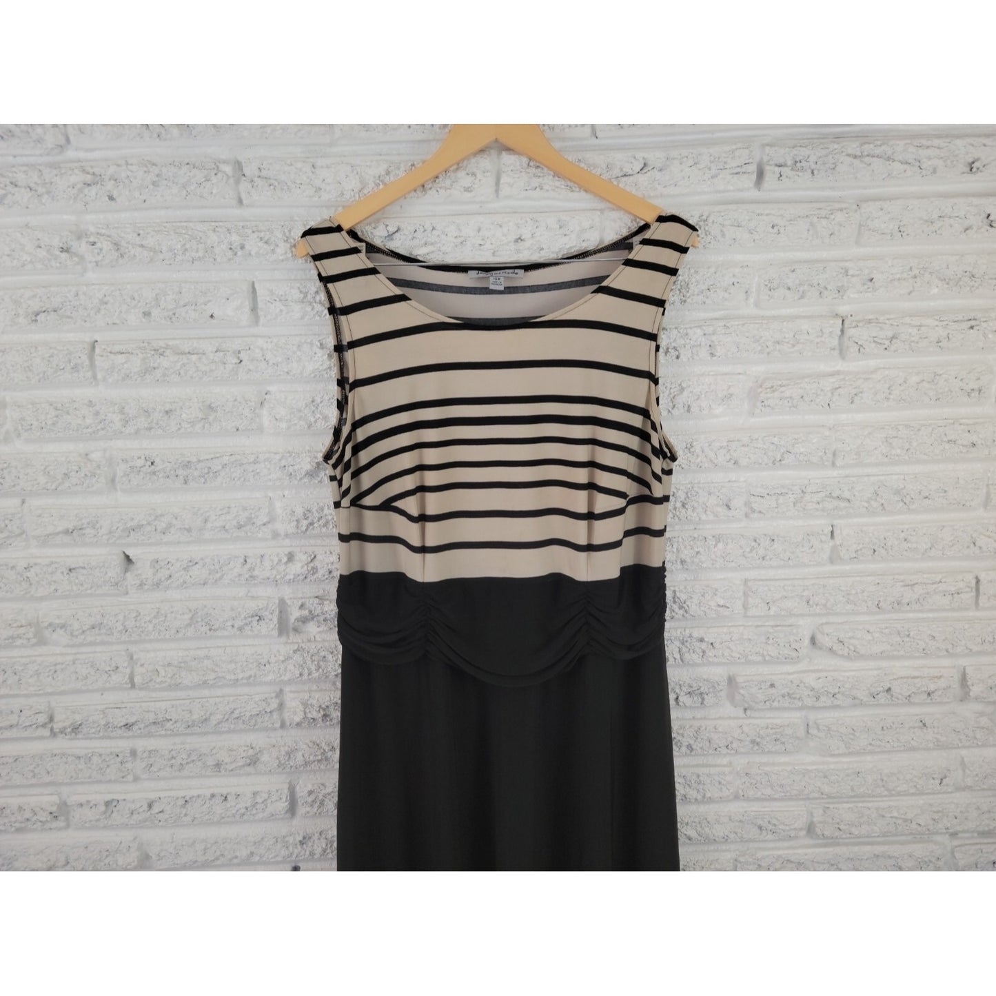 Danny Nicole Women Dress 16W Plus Tank Maxi Pullover Black Stripe Office Casual