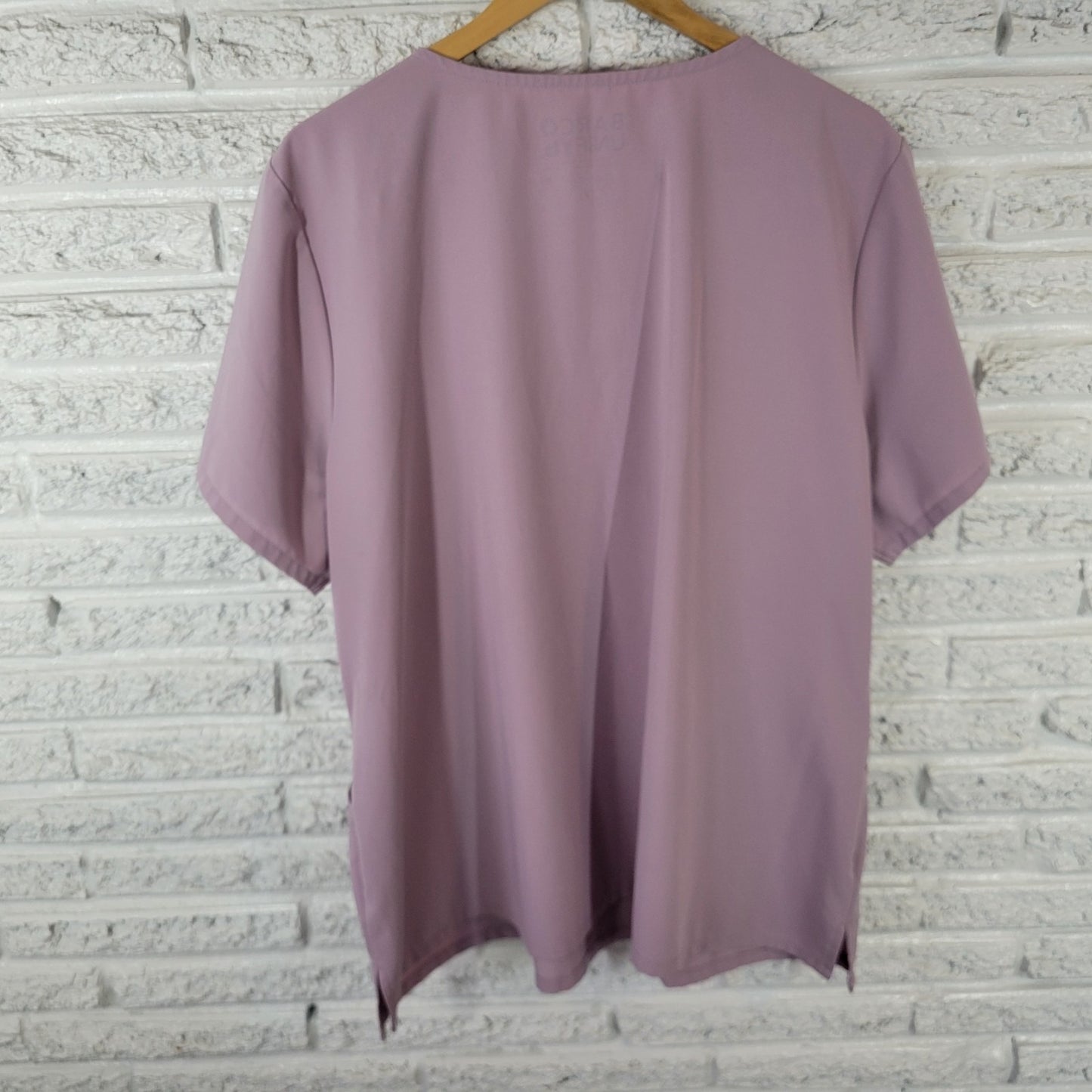 Barco Unisex Scrub Top 3XL Plus Lavender Short Sleeve Pockets Polyester Blend