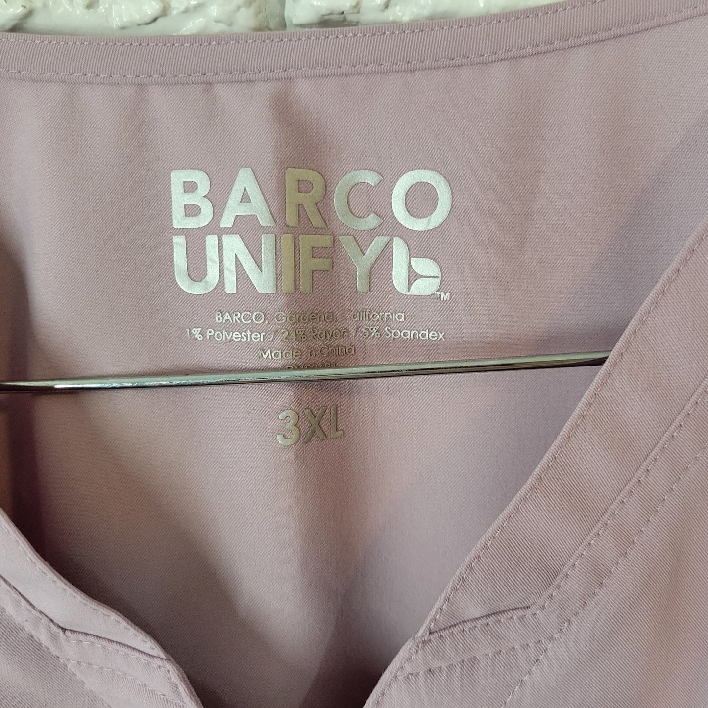 Barco Unisex Scrub Top 3XL Plus Lavender Short Sleeve Pockets Polyester Blend