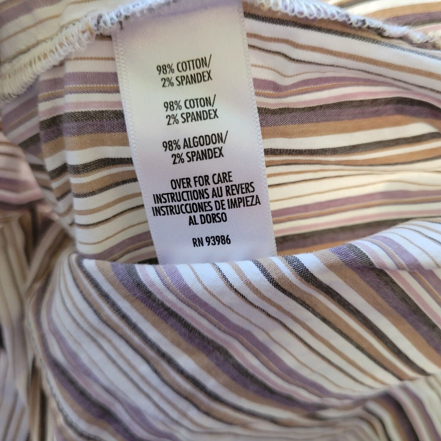 Casual Corner Annex Women Top 2X Lavender Stripe Collar Lightweight Cotton Blend