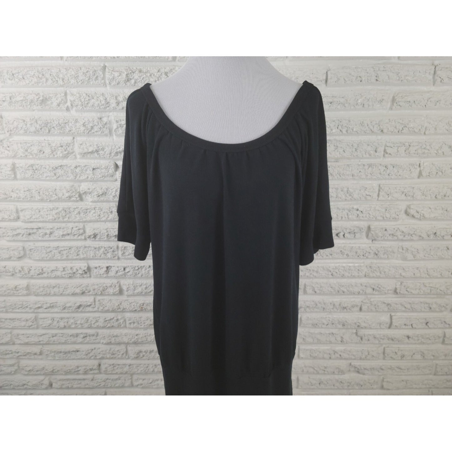 Torrid Womens Sweater 2 2X Plus Short Sleeve Pullover Boat Neck Black Basic