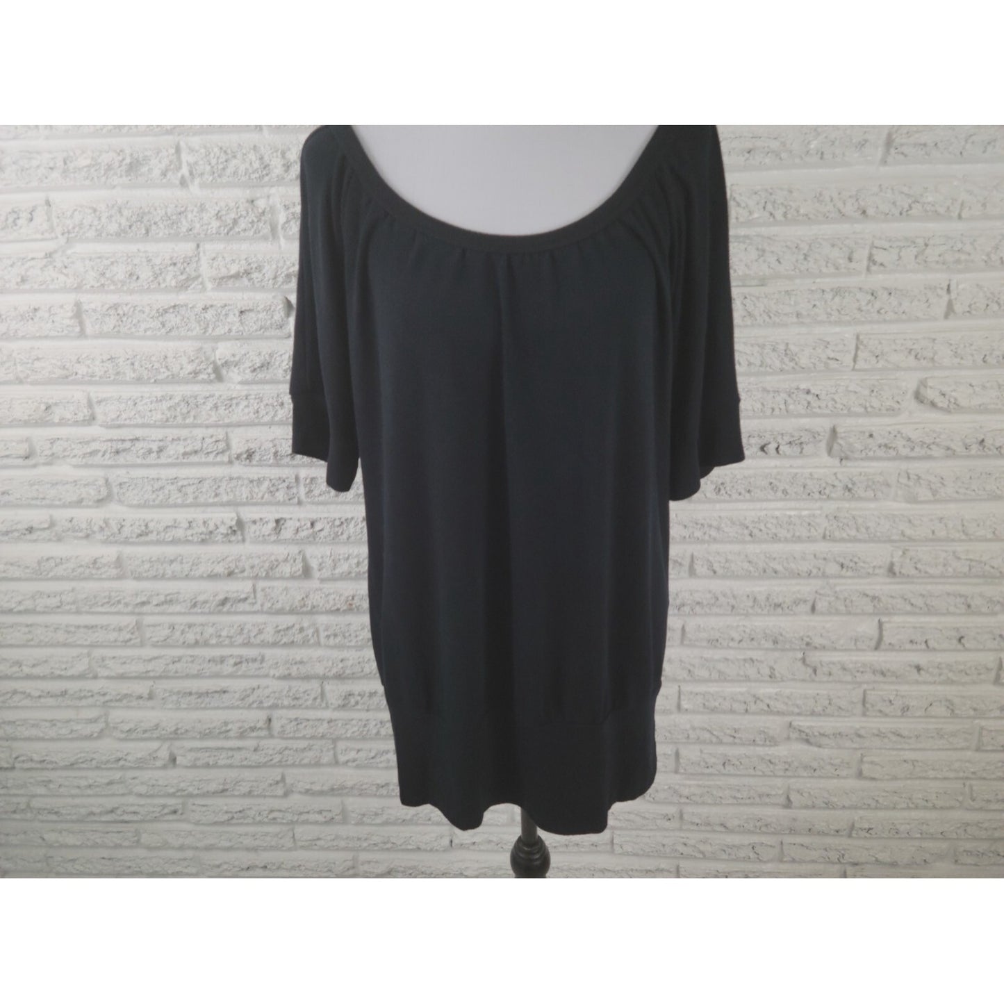 Torrid Womens Sweater 2 2X Plus Short Sleeve Pullover Boat Neck Black Basic