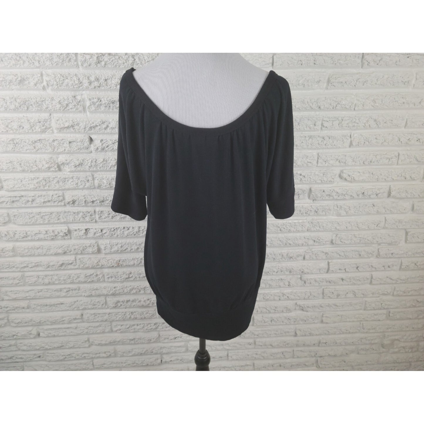 Torrid Womens Sweater 2 2X Plus Short Sleeve Pullover Boat Neck Black Basic