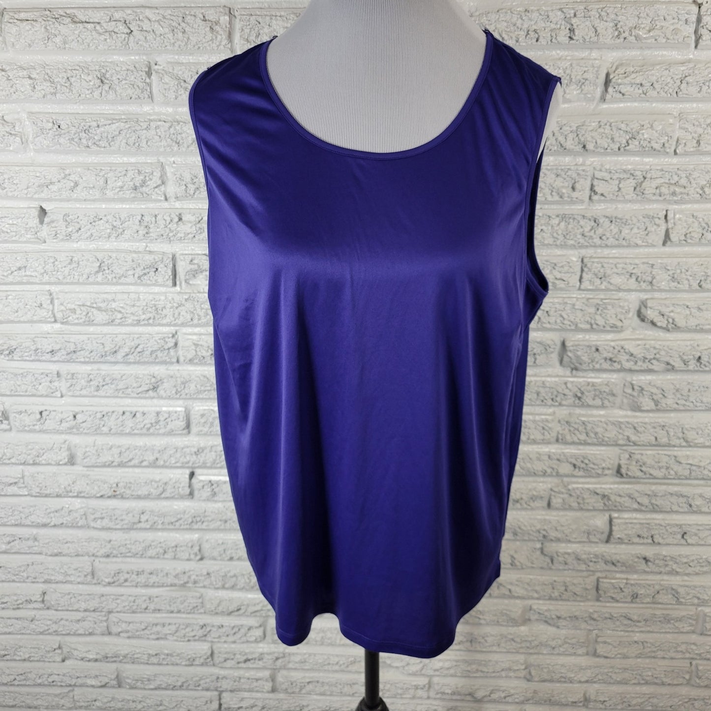 CJ Banks Womens Top 1X Plus Cap Sleeve Blue Purple Watercolor Lined Lightweight