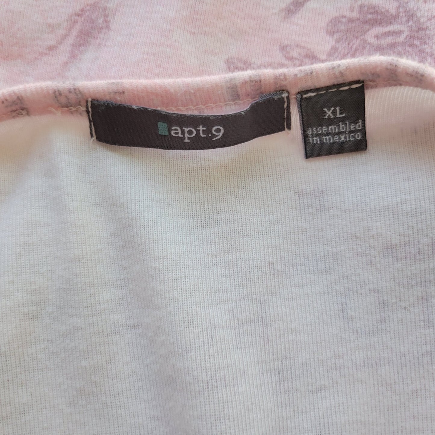 Apt. 9 Womens XL Pink Floral Studded T-Shirt Jersey Stretch Short Sleeve Tee