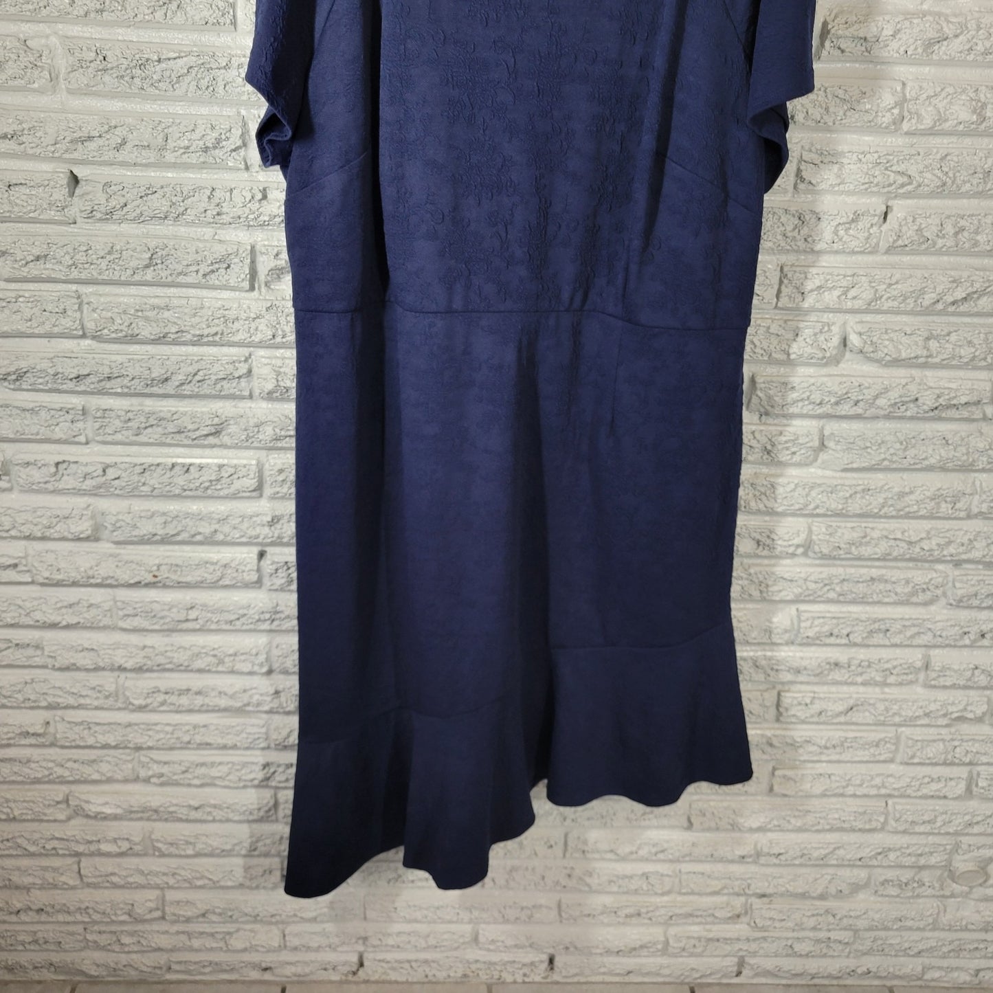 Sabrina Collective Women Dress 4X Plus Asymmetric  Blue Textured Zip Fit Flare