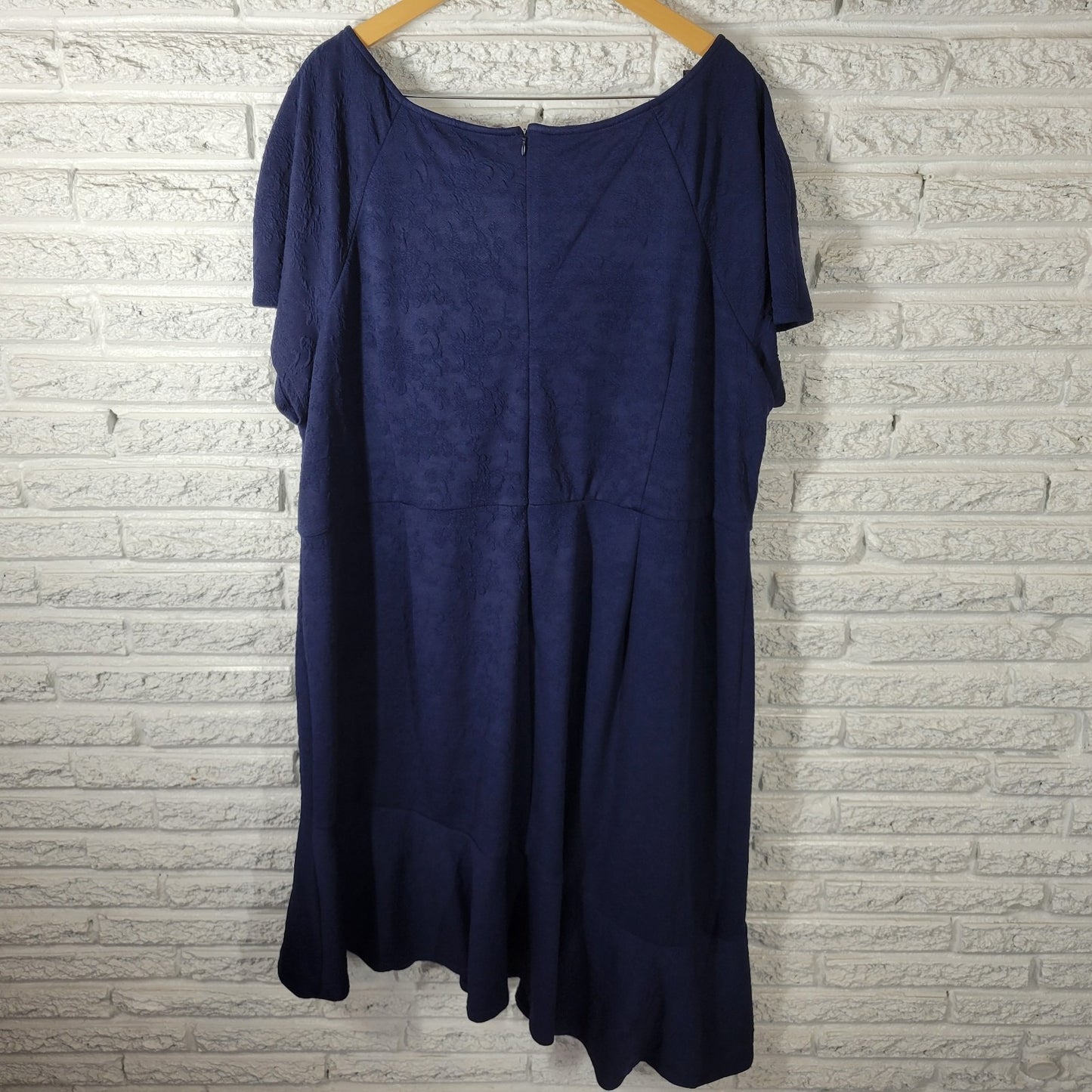 Sabrina Collective Women Dress 4X Plus Asymmetric  Blue Textured Zip Fit Flare