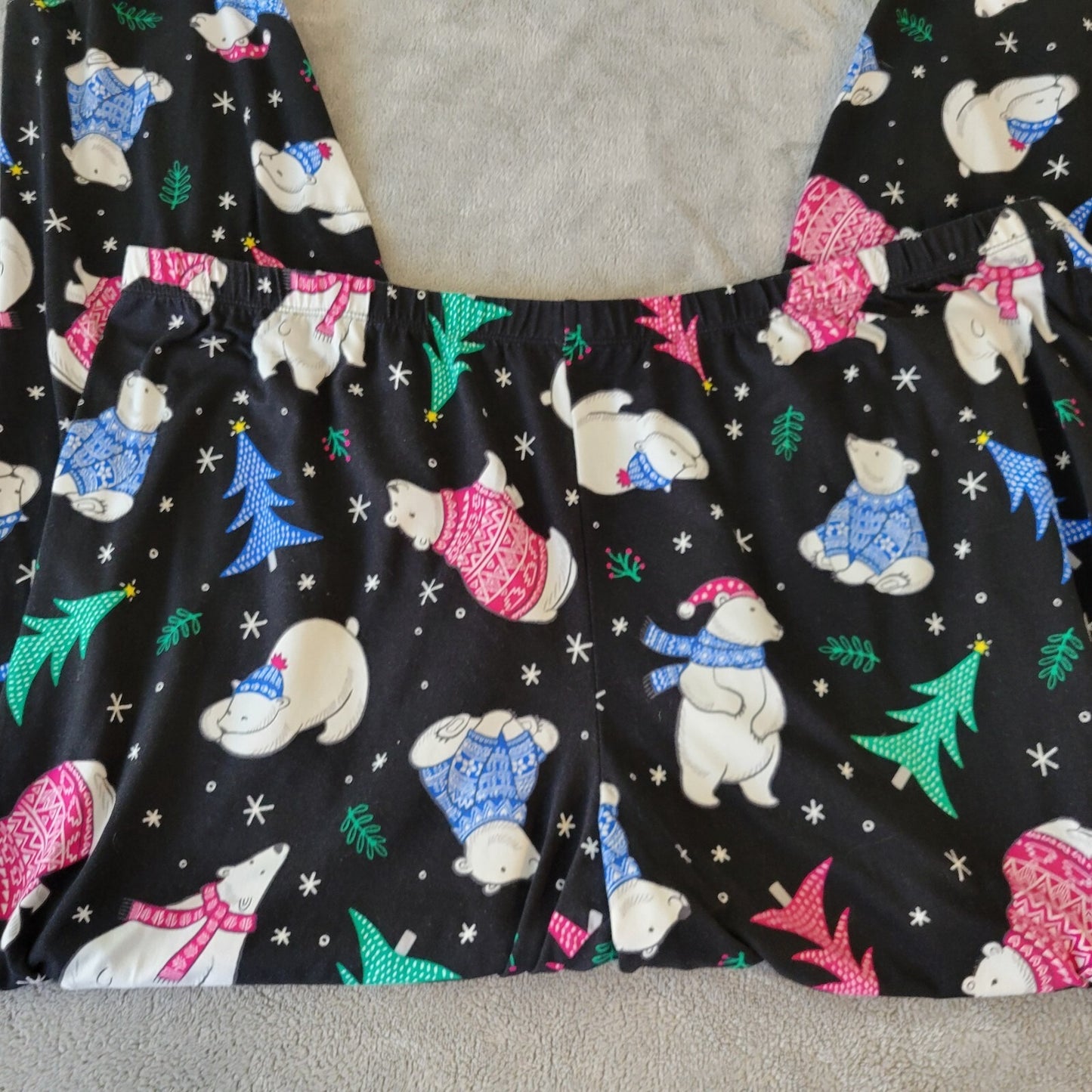 Christmas Secret Treasures Womens Pajama Pants 2X Polar Bears Lightweight Black