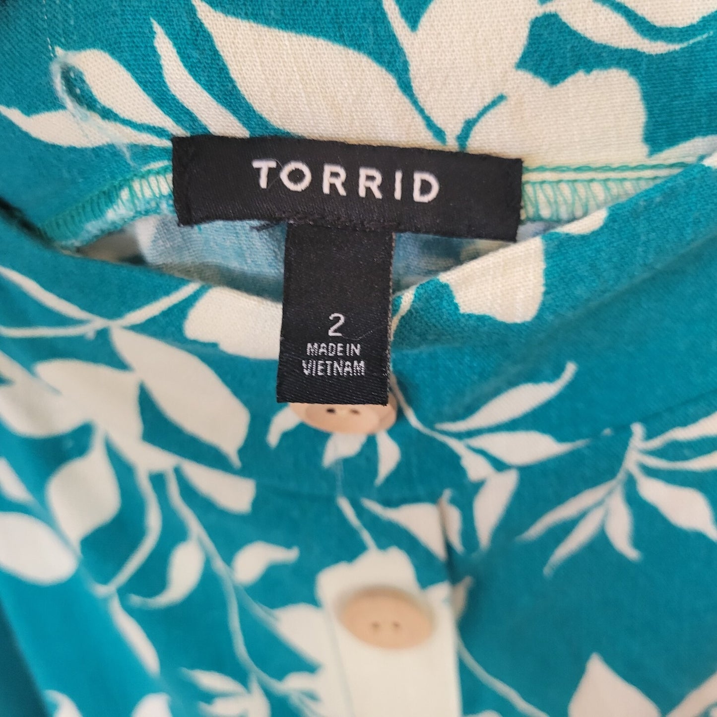 Torrid Women Skirt 2 2X Plus Asymmetric Green Floral Deco Buttons Pockets Ruffle