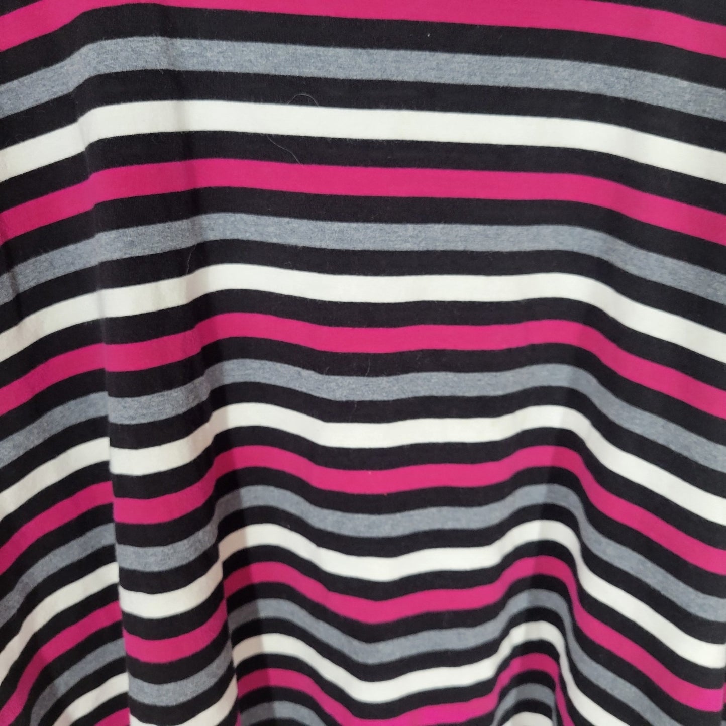 Alfred Dunner Womens Top 3X Plus 3/4 Sleeve Pink Black Stripe Cotton Blend Soft