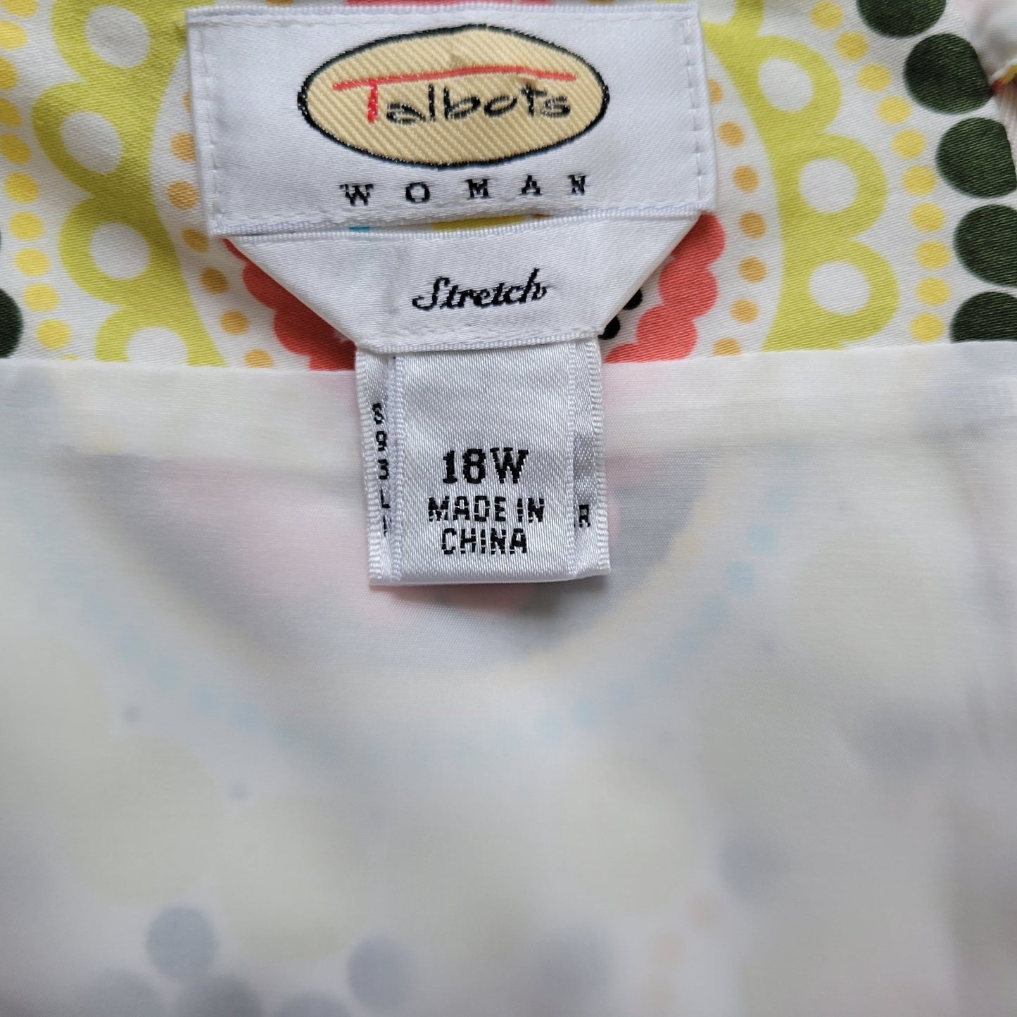 Talbots Womens 18W Plus Size Skirt Mini Pencil Green Pink Geometric Cotton Lined