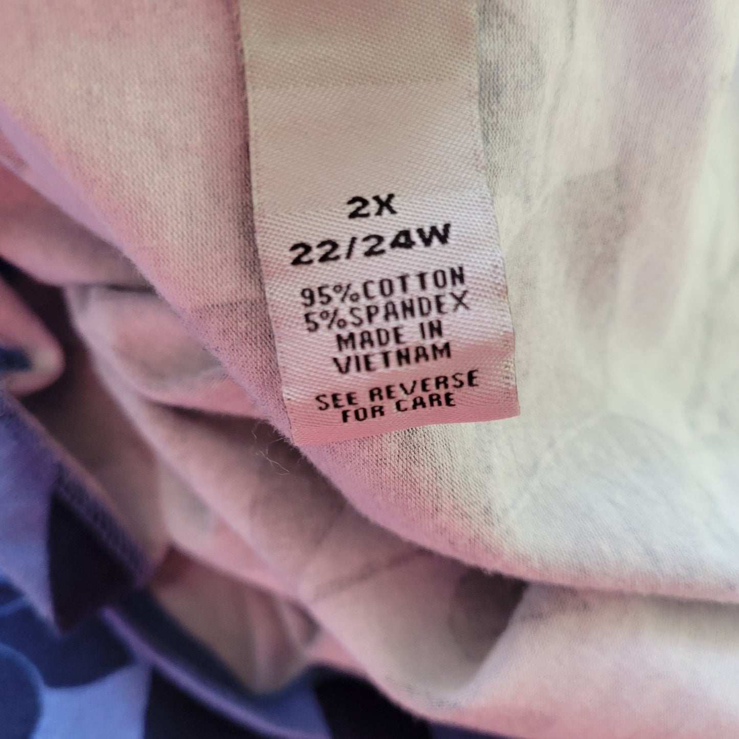 Catherines Womens Top 2X Plus 22W 24W Tee Tunic Blue Floral Cotton Blend Casual