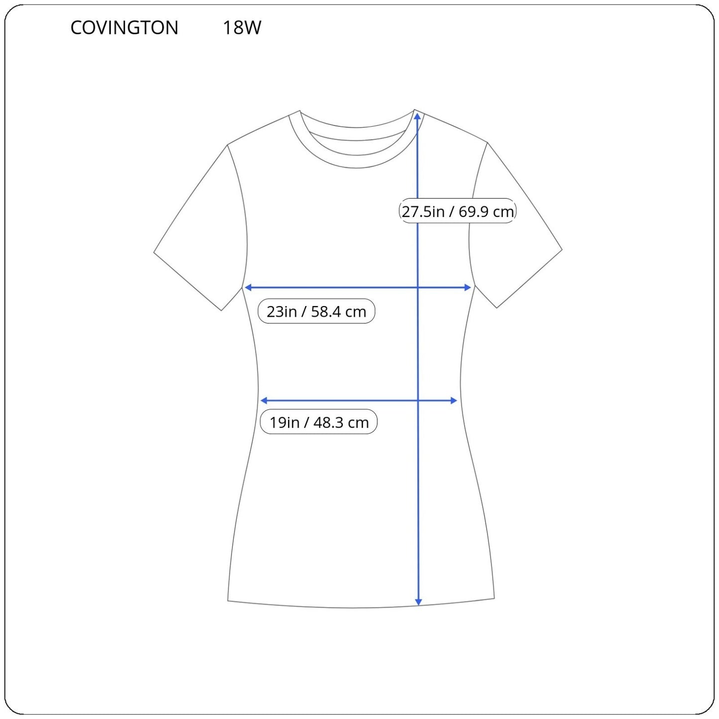 Covington 18W Plus Size Top Blue Geometric V-Neck Zip Closure Short Sleeve