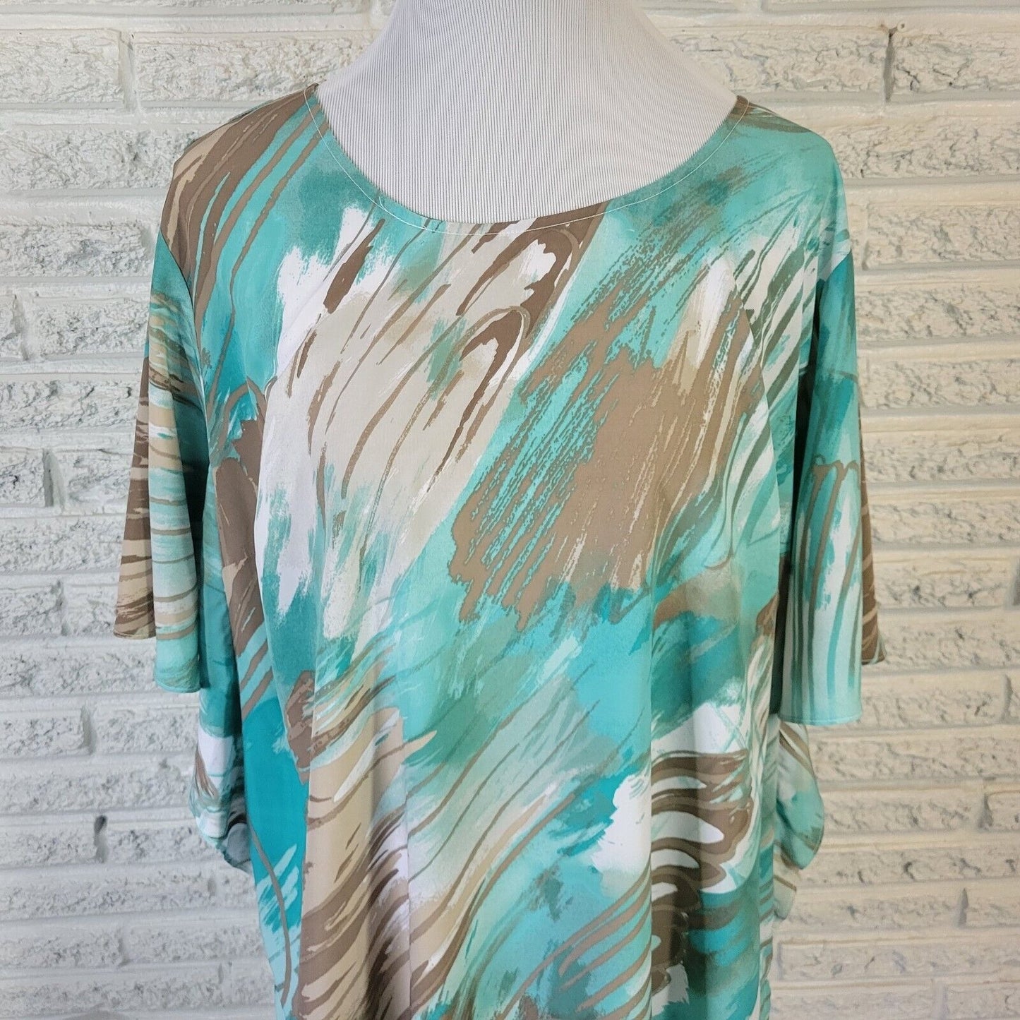 Valerie Stevens Womens Top 18 Batwing Sleeve Lightweight Blue Gray Watercolor