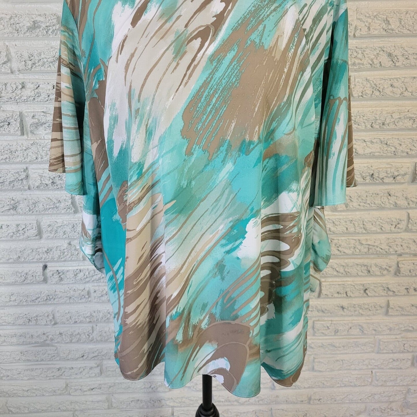 Valerie Stevens Womens Top 18 Batwing Sleeve Lightweight Blue Gray Watercolor