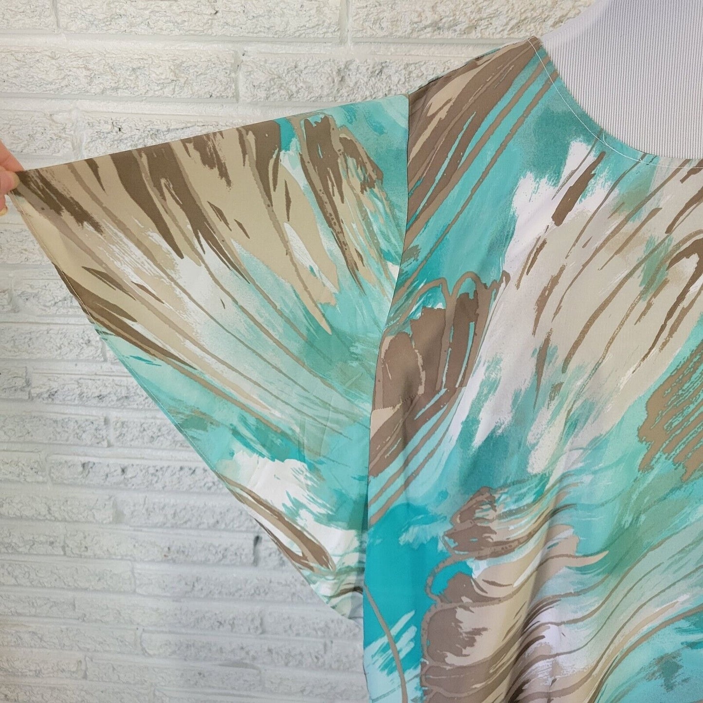 Valerie Stevens Womens Top 18 Batwing Sleeve Lightweight Blue Gray Watercolor