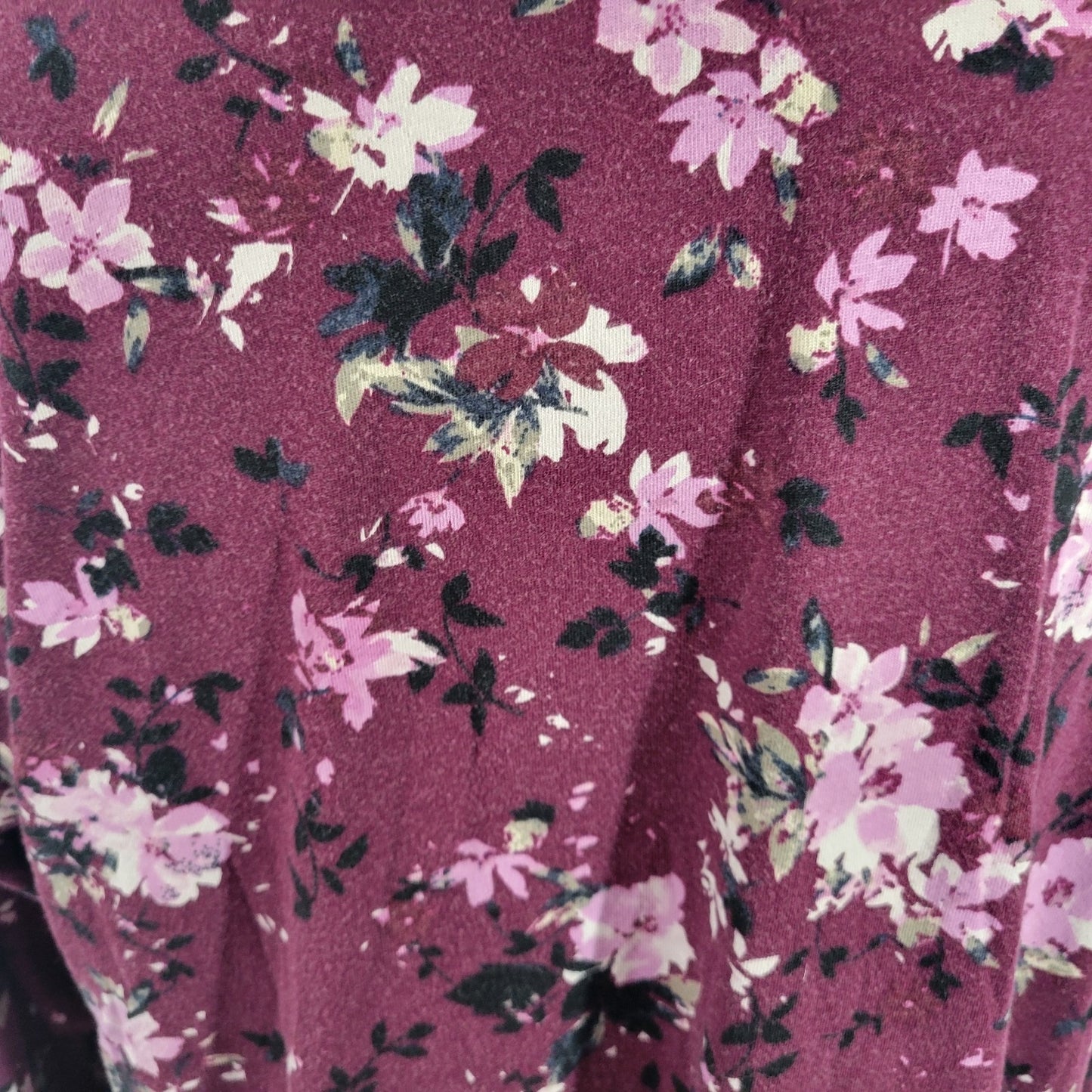 J Jill Womens Pajama Top XL Long Sleeve Purple Floral Loungewear Cotton Blend