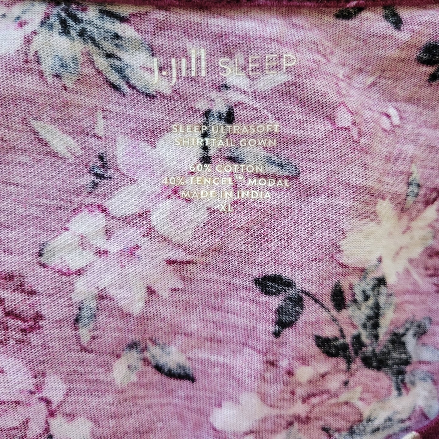 J Jill Womens Pajama Top XL Long Sleeve Purple Floral Loungewear Cotton Blend