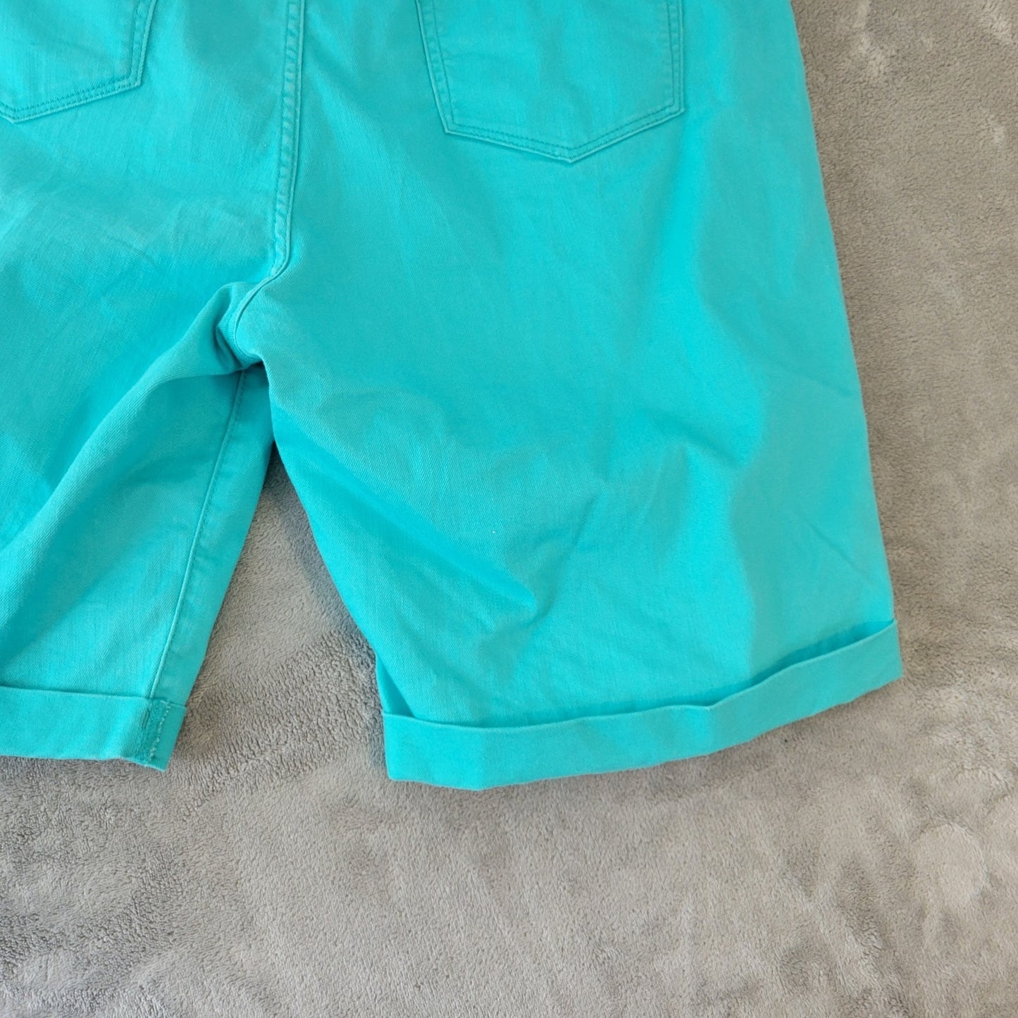 St Johns Bay Women Shorts 18 Plus Bermuda Blue Denim Zip Fly Cotton Blend Cuffed