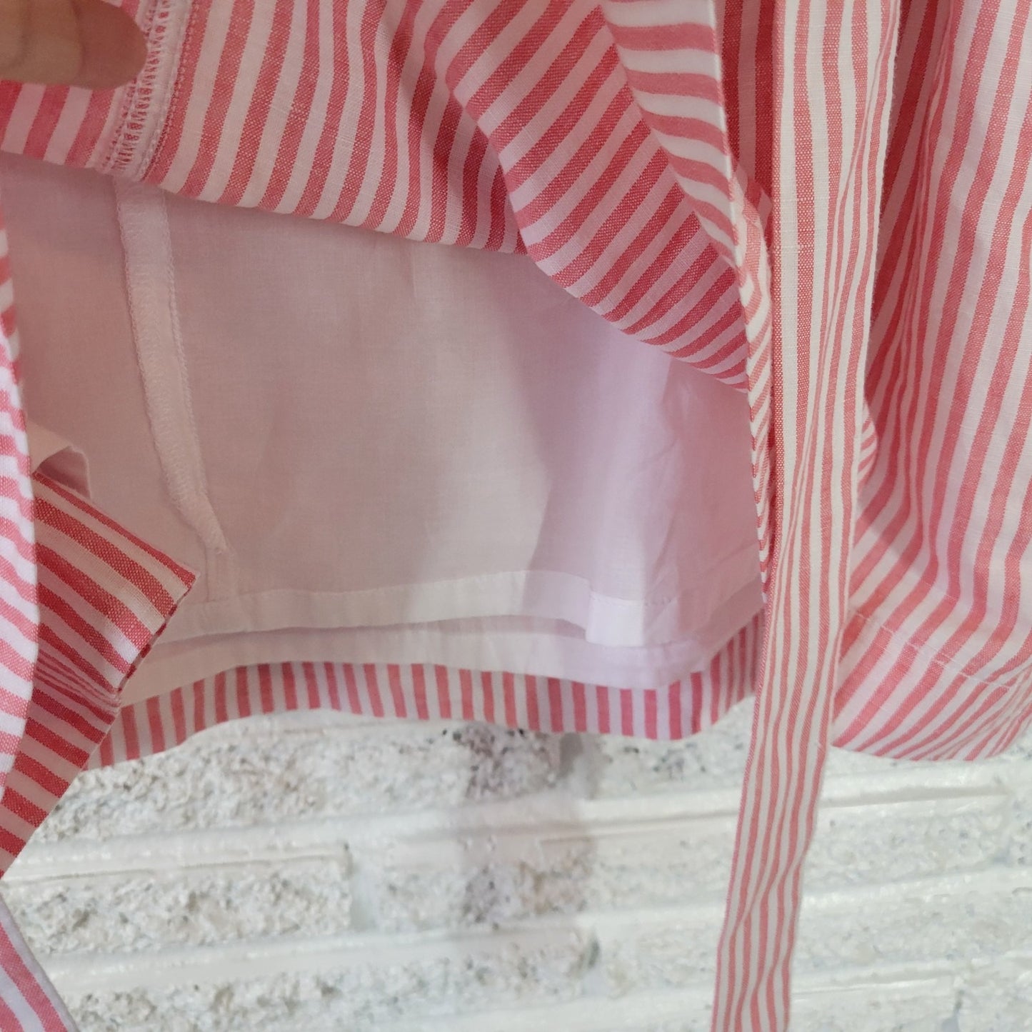 Talbots 22WP Petite Plus Pink Striped Skirt Linen Cotton A-Line Belted Pockets