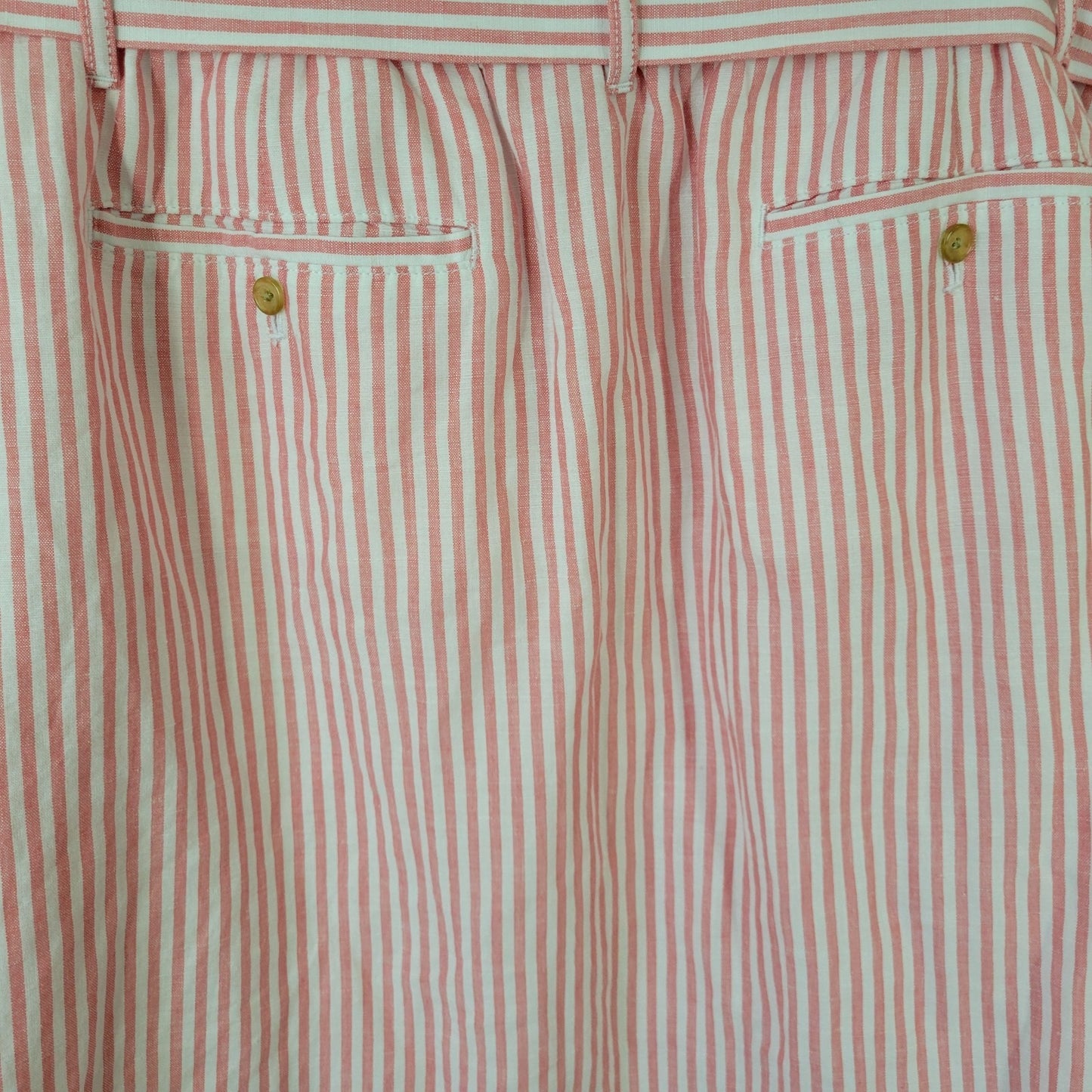 Talbots 22WP Petite Plus Pink Striped Skirt Linen Cotton A-Line Belted Pockets