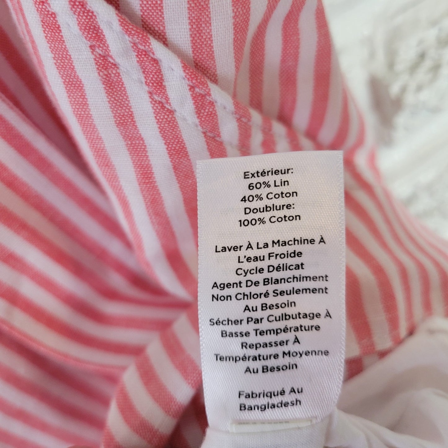 Talbots 22WP Petite Plus Pink Striped Skirt Linen Cotton A-Line Belted Pockets